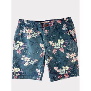 Mens Arizona Floral Print Cotton Flat Front Casual Shorts Size 32 Tropical
